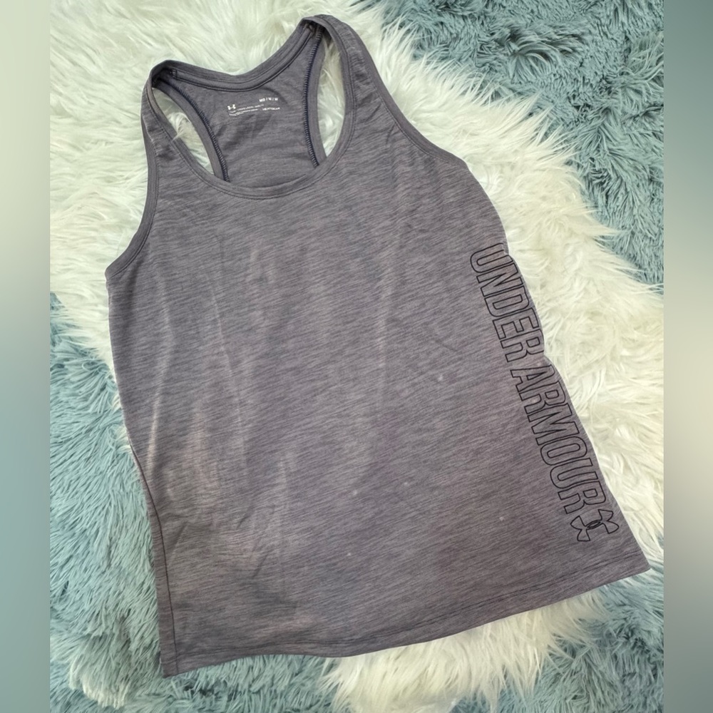 Under Armour logo athletic tank top in lavender grey size medium